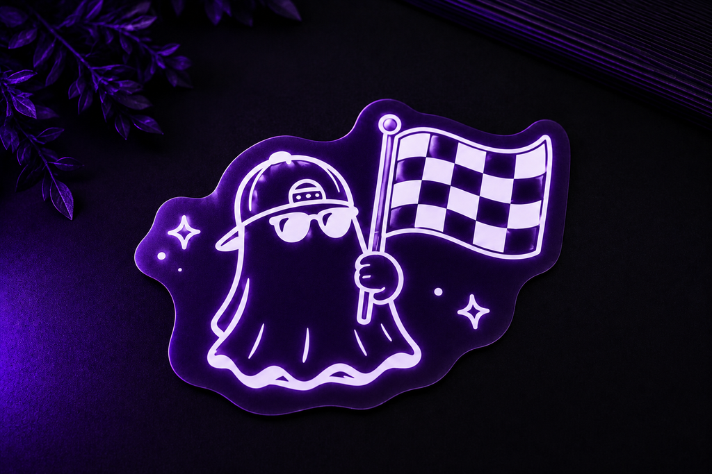 Cruzing Ghost Checkered Flag  Window Decal