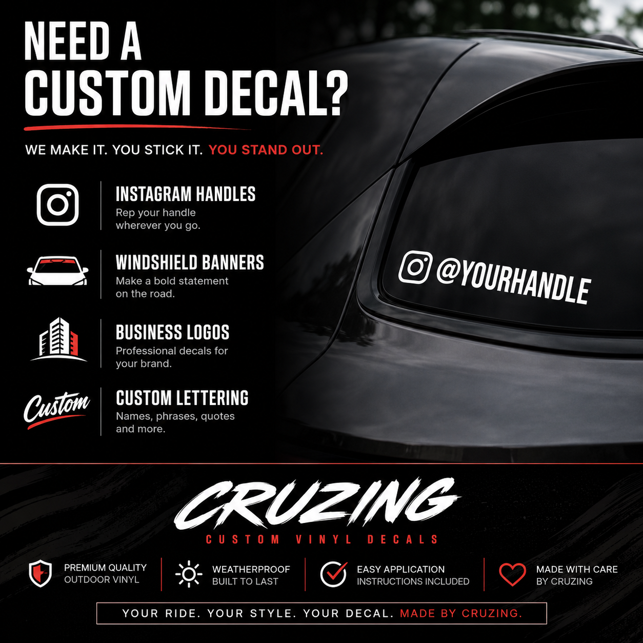 Custom Social Media Handle Vinyl Decal | Personalized Car, Truck & Window Sticker🎨