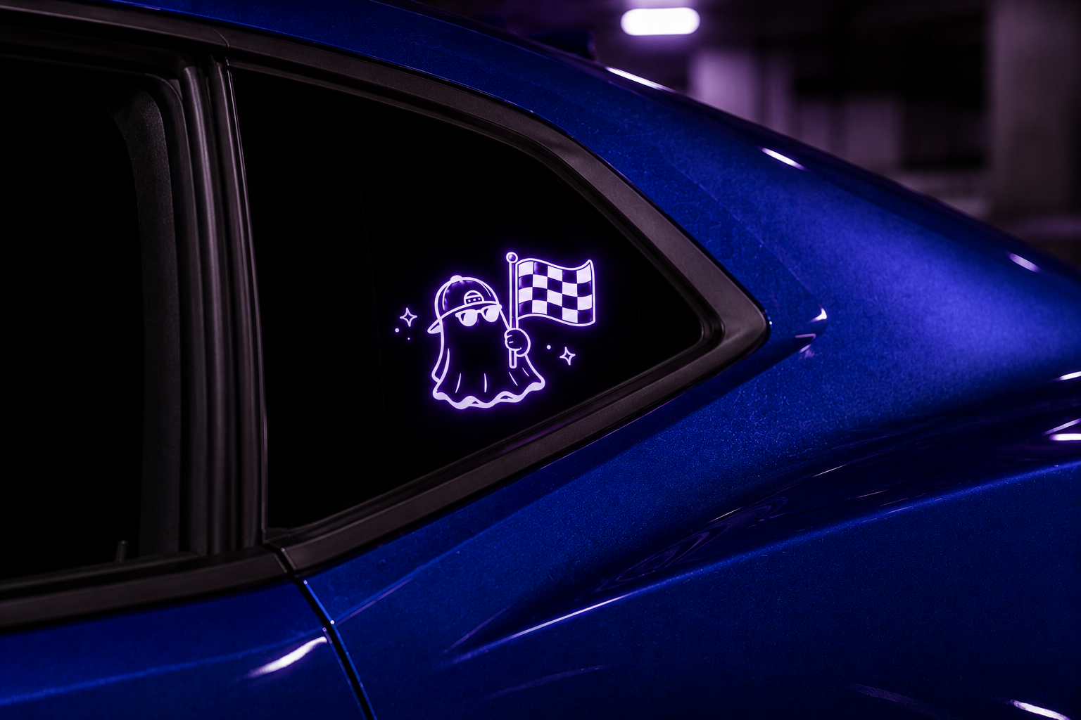 Cruzing Ghost Checkered Flag  Window Decal